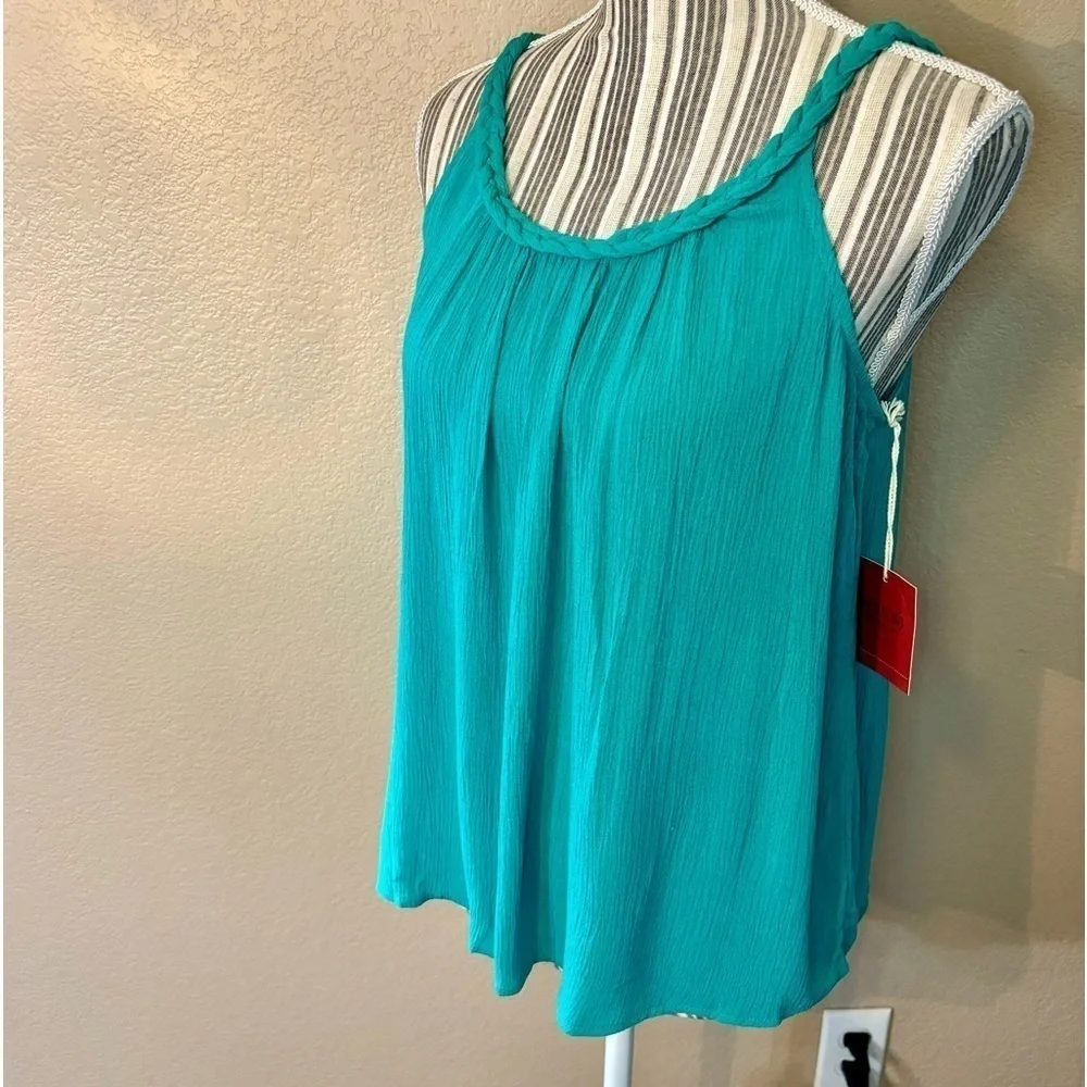 NWT Mossimo Tank Top XS Teal / Jade Green Braided Straps Rayon Boho - Picture 8 of 13